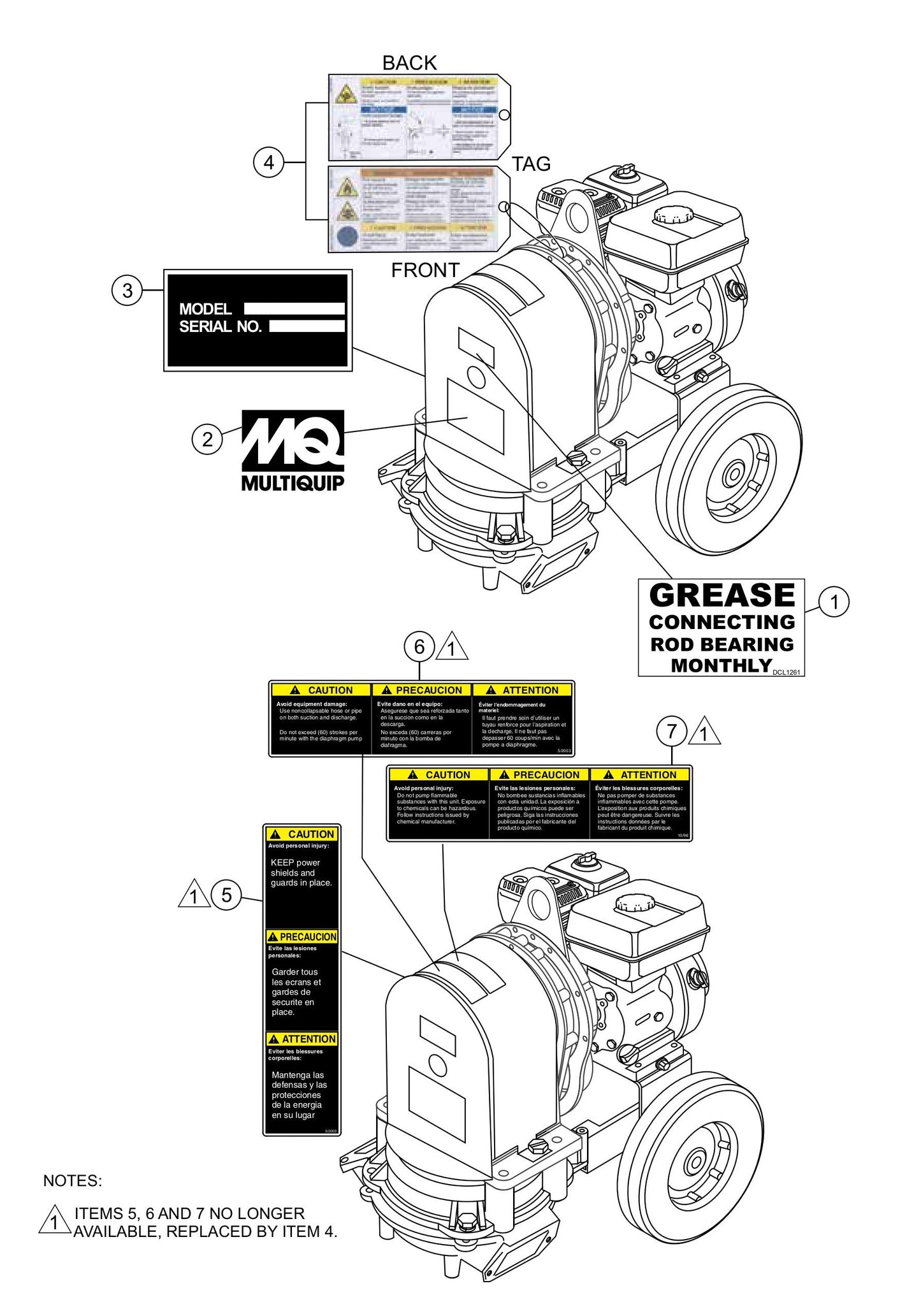 MQ MQD2H MQD3H Nameplate and Decals Assembly Parts