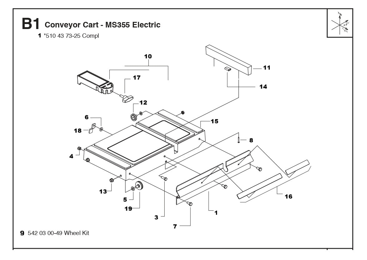 Conveyor Cart - MS355 Electric Assembly Parts By Husqvarna