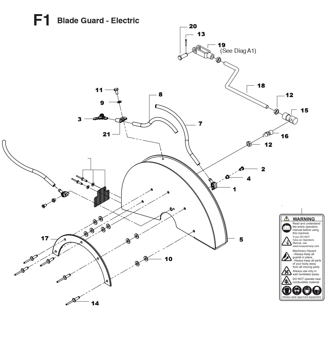 MS355 Blade Guard - Electric Assembly Parts By Husqvarna