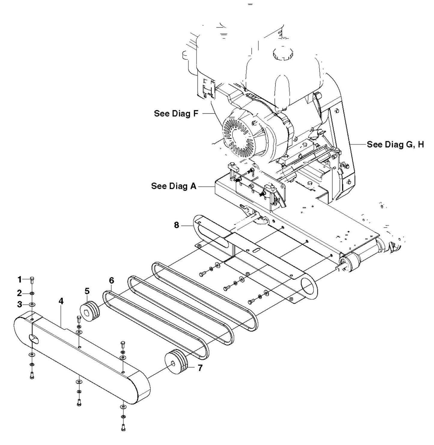MS 510 Pulleys and Belts Assembly-3 Parts