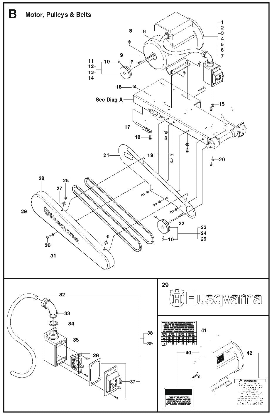 B Motor, Pulleys And Belts Parts For MS 510 By Husqvarna