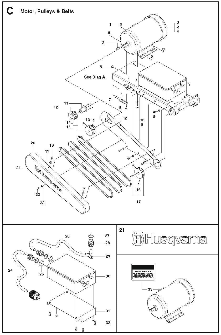 C Motor, Pulleys And Belts Parts For MS 510 By Husqvarna