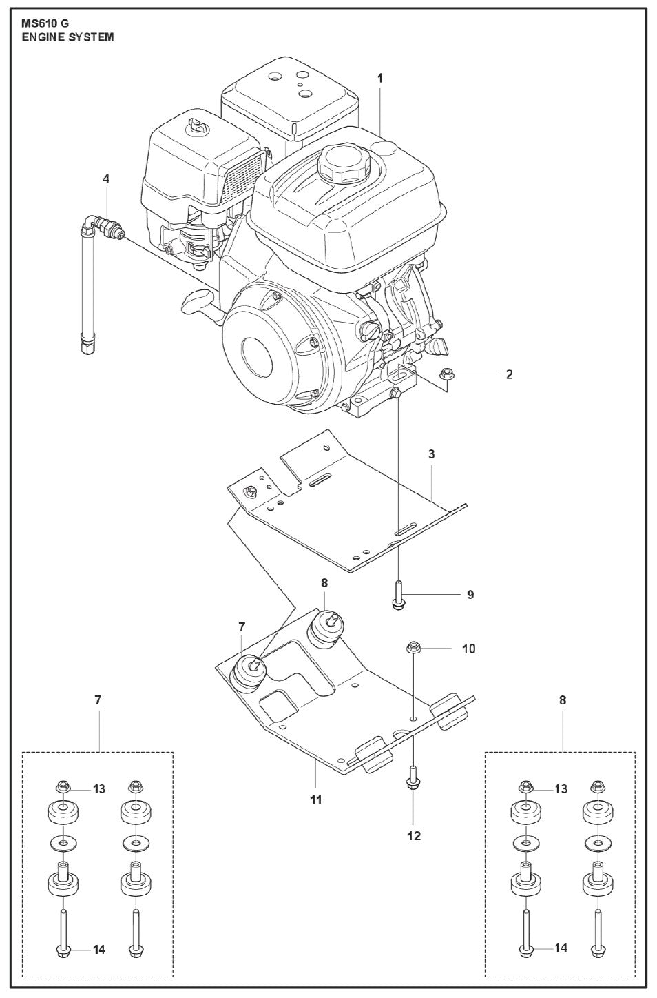 Engine System Parts For MS 610 G By Husqvarna
