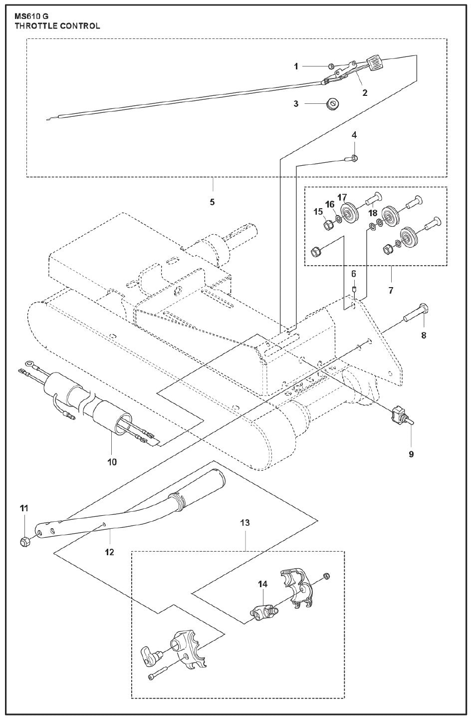 Throttle Control Parts For MS 610 G By Husqvarna