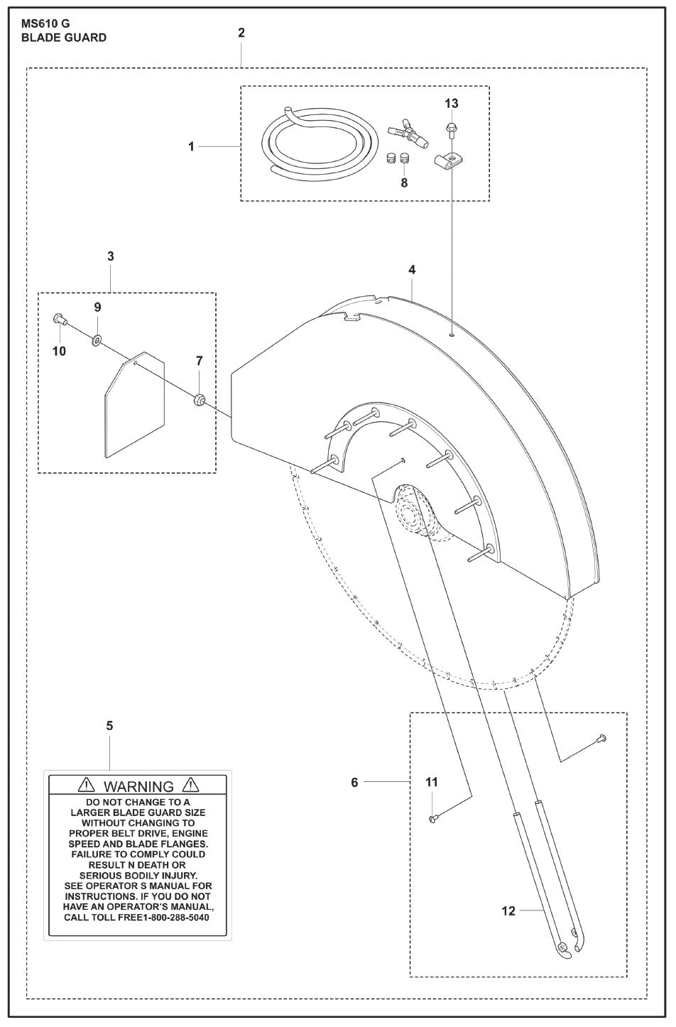Blade Guard Parts For MS 610 G By Husqvarna