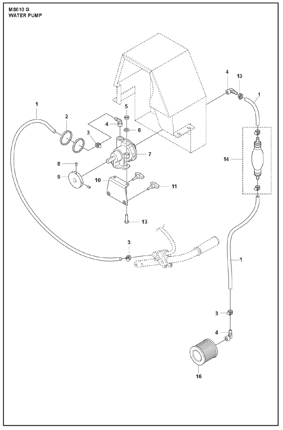 Water Pump Parts For MS 610 G By Husqvarna