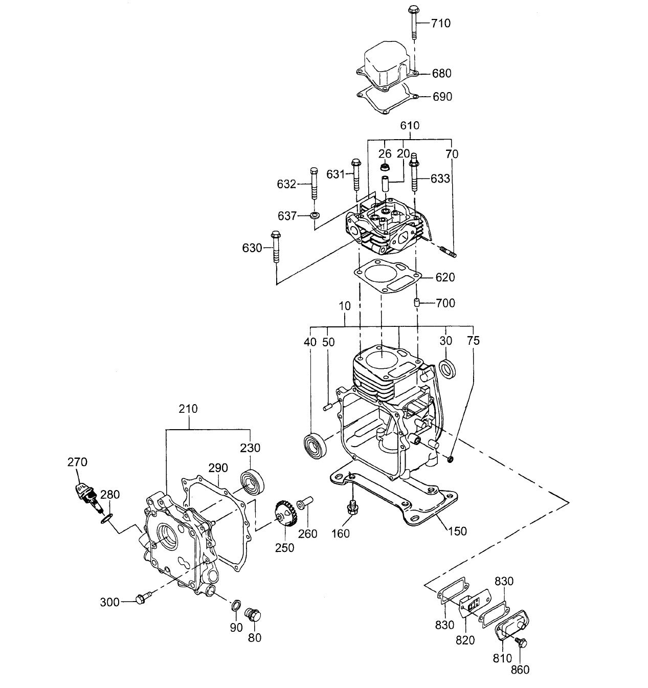 MVC40G Robin EH09-2D Crankcase Assembly Parts