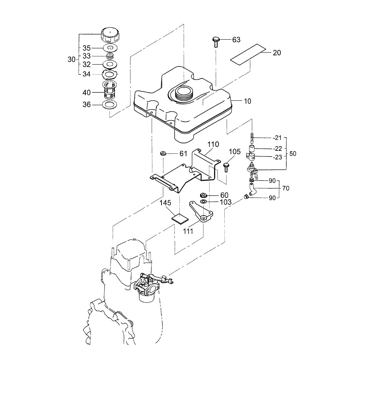 MVC40G Robin EH09-2D Fuel Tank Assembly Parts