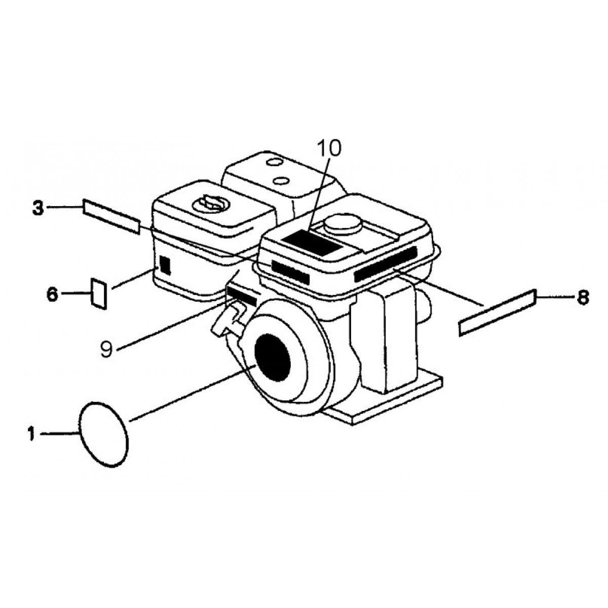 MVC90H Honda GX160K1QMX2/GX160U1QMX2 Engine Labels Assy.