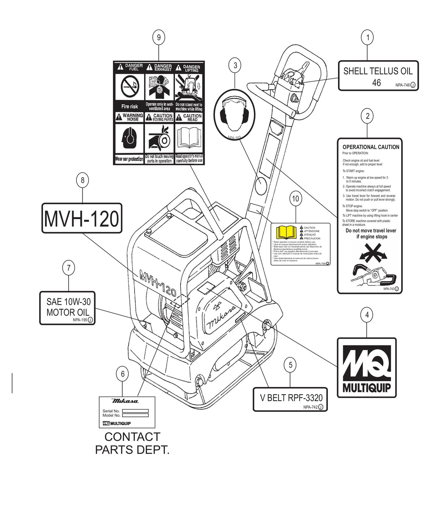 MVH120VGH Nameplate And Decals Assembly Parts