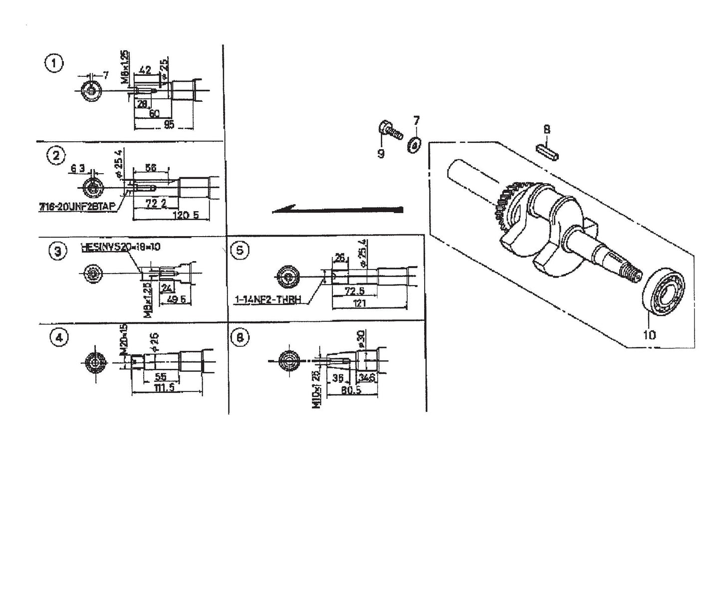 MVH200GH Honda GX240K1SMX2 Crankshaft Assembly Parts