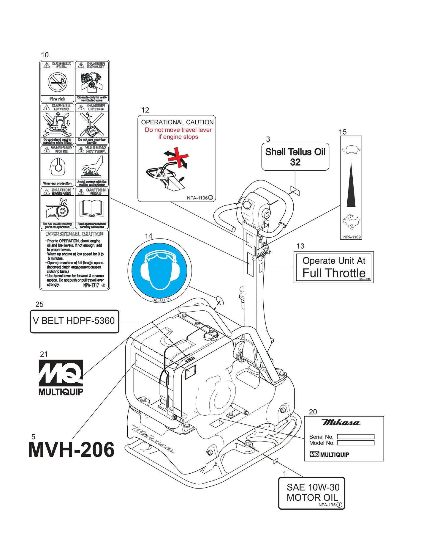 MVH206D Nameplate And Decals Assembly Parts