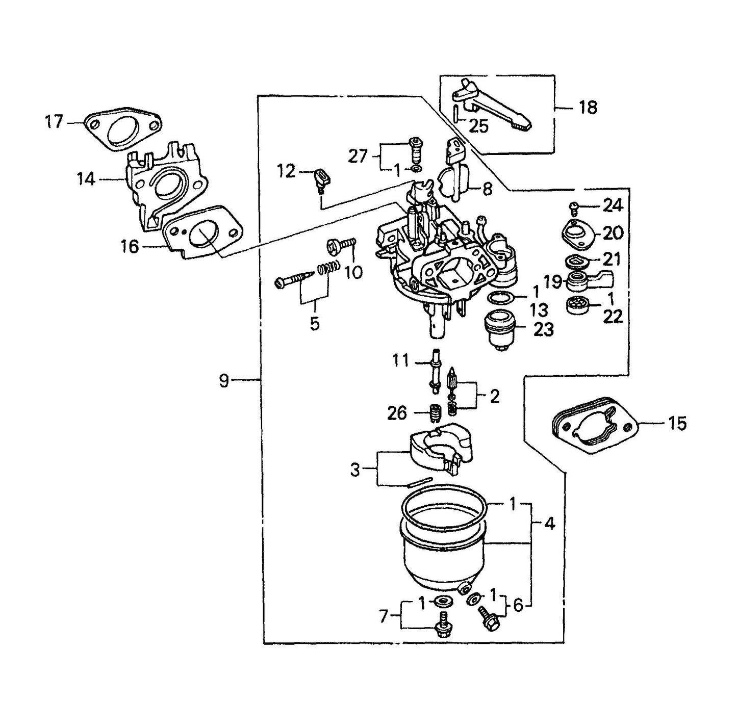 MVH304GHB Honda GX340K1SMX2 Carburetor Assembly Parts