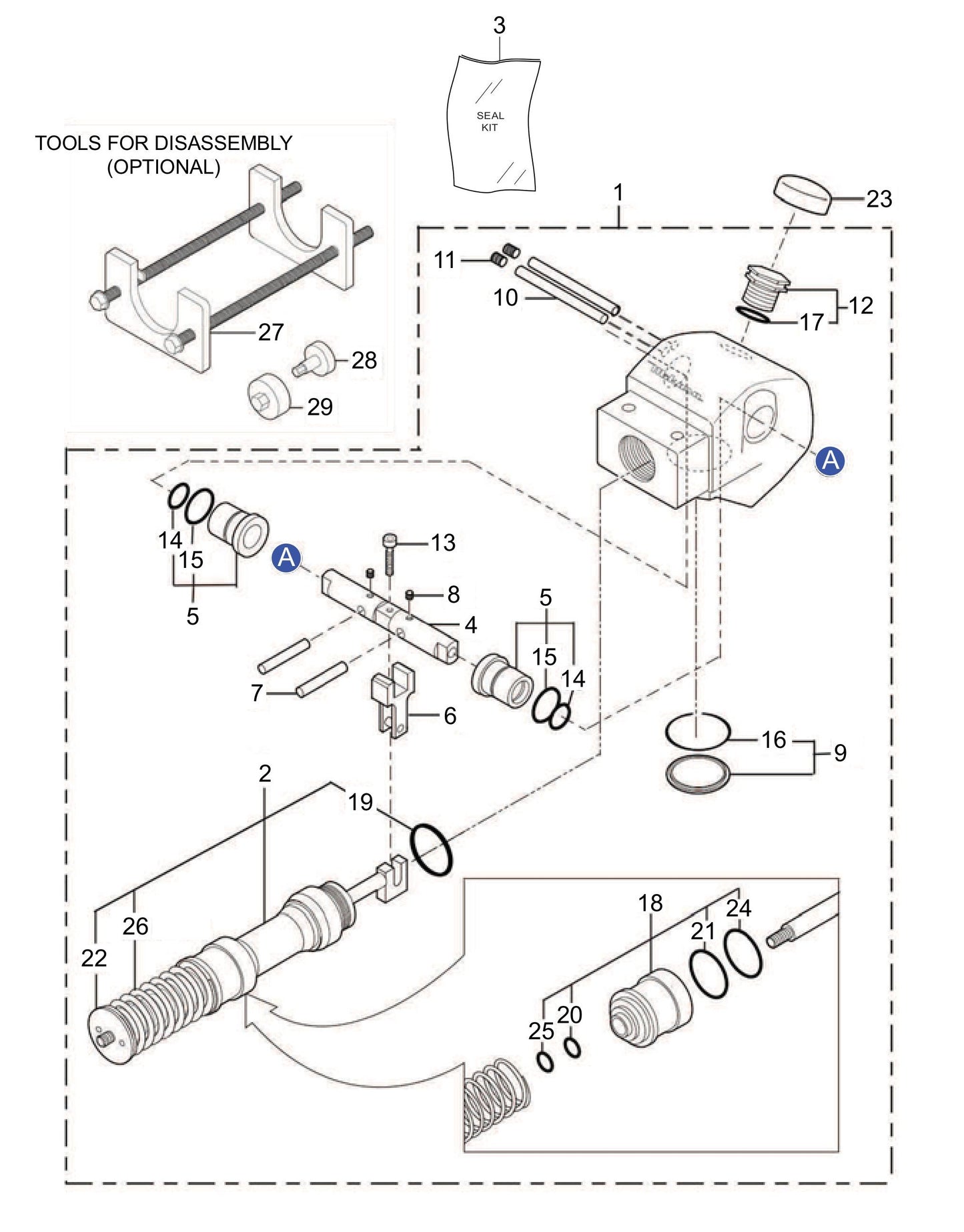 MVH308DZ Hydraulic Hand Pump Assembly Parts