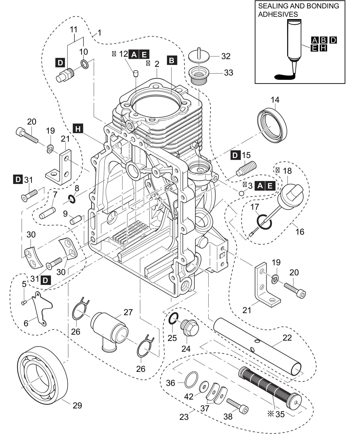 MVH308DZ HATZ 1B30 Engine Crankcase Assembly Parts