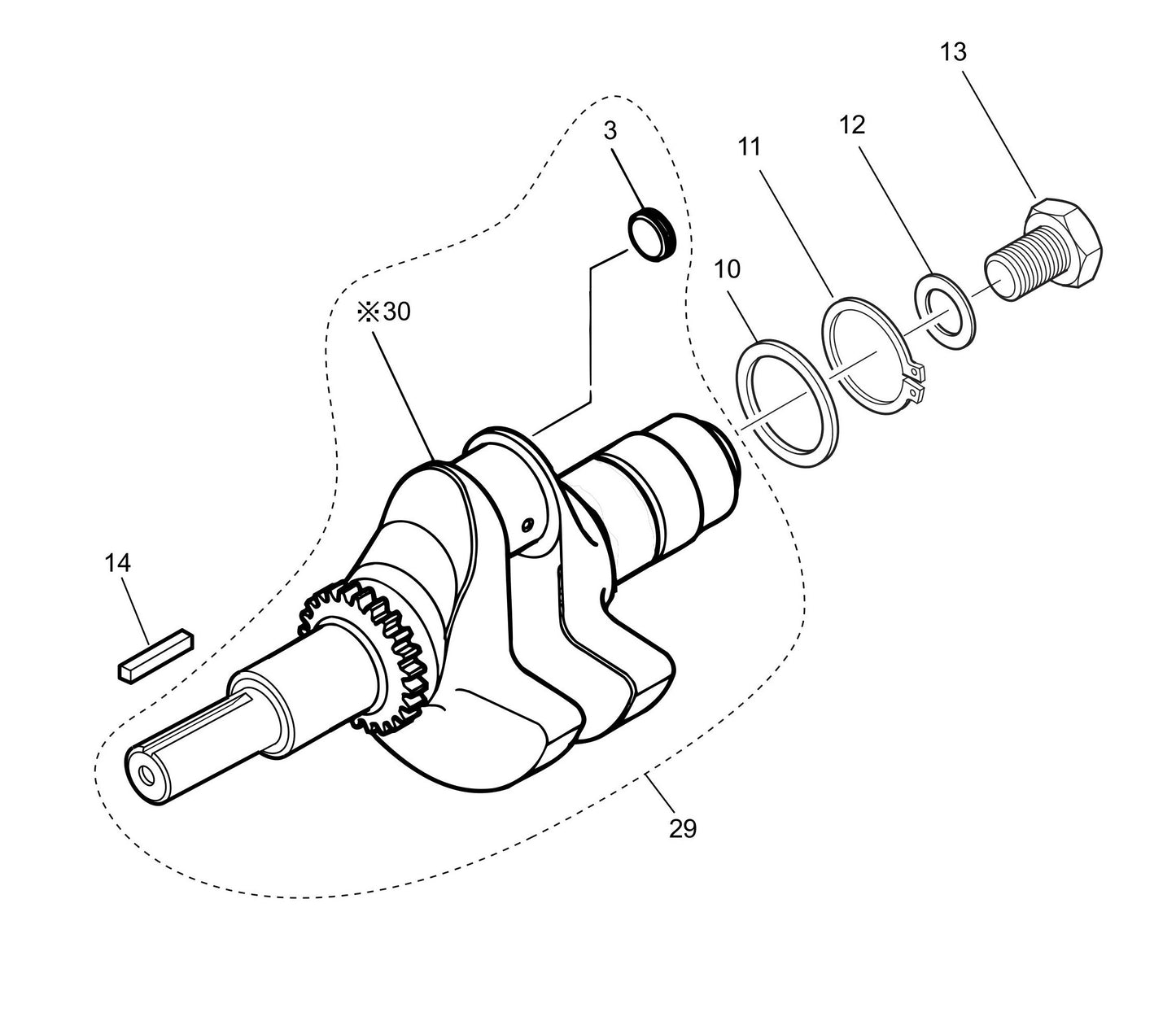 MVH308DZ HATZ 1B30 Engine Crankshaft Assembly Parts