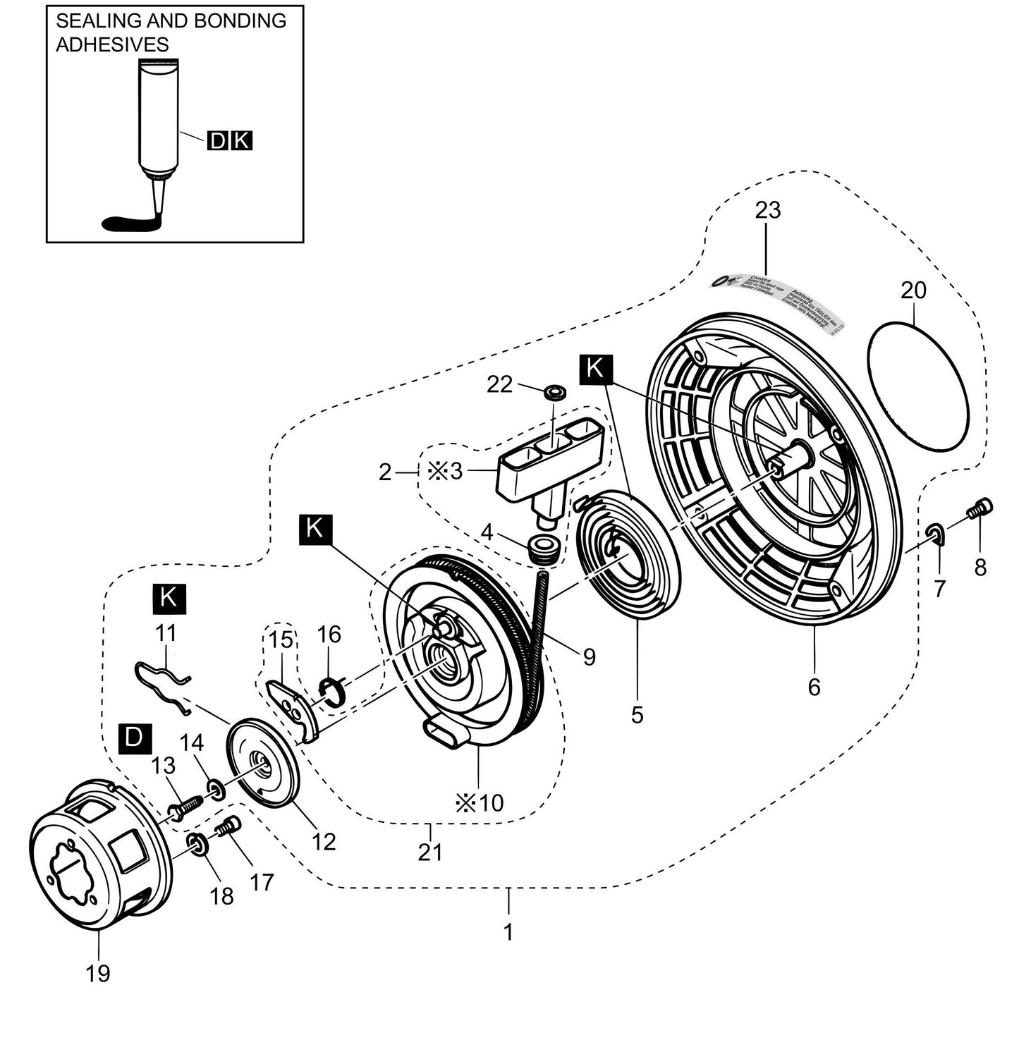 MVH308DZ HATZ 1B30 Engine Recoil Starter Assembly Parts
