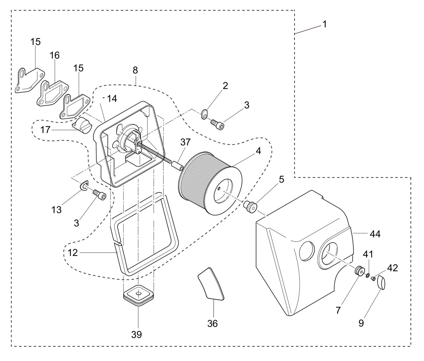 MVH308DZ HATZ 1B30 Engine Air Filter Assembly Parts