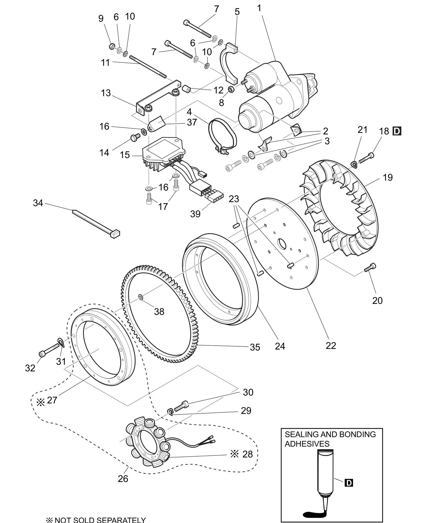 MVH308DZ HATZ 1B30 Engine Starter Alternator Assembly Parts