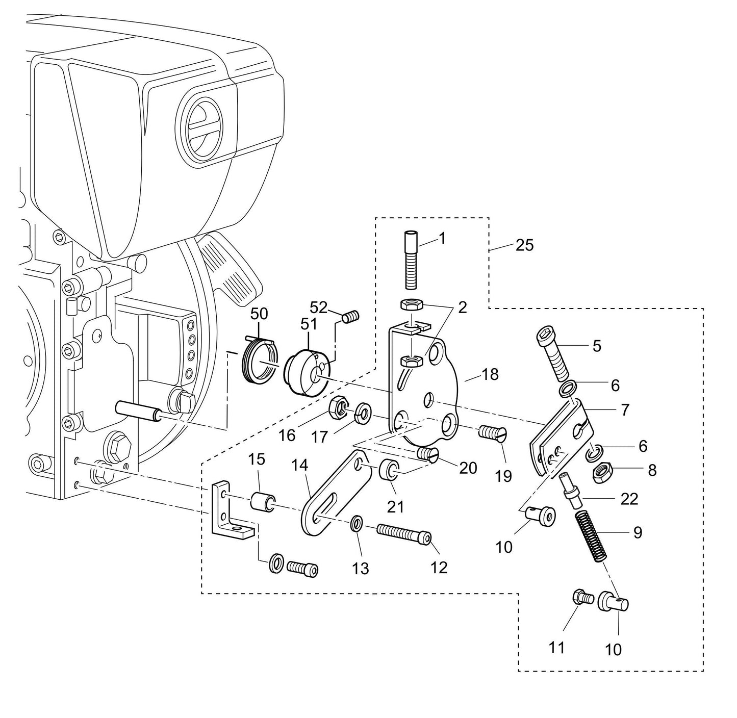 MVH308DZ HATZ 1B30 Engine Speed Control Assembly Parts