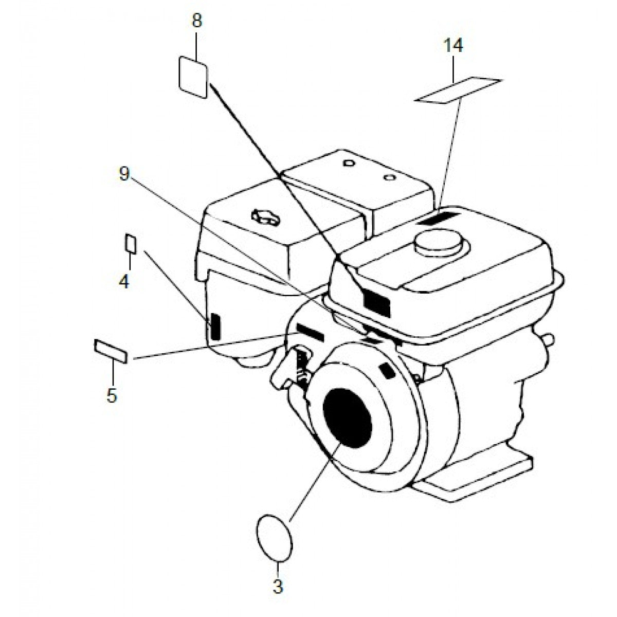MVH308GH Honda GX270UT2SMXC/SCM Engine Decal Assembly Parts