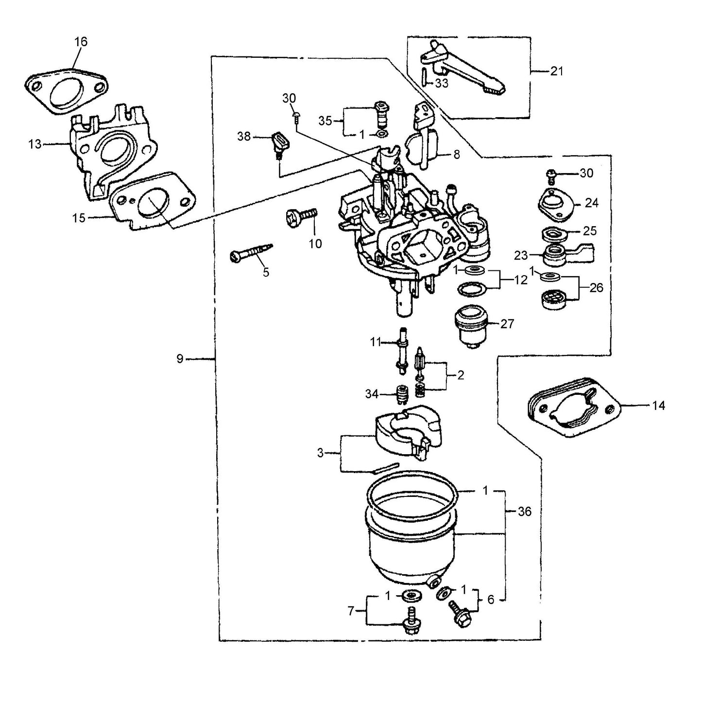 MVH402GHB HONDA GX390K1SMX2 Engine Carburetor Assembly Parts