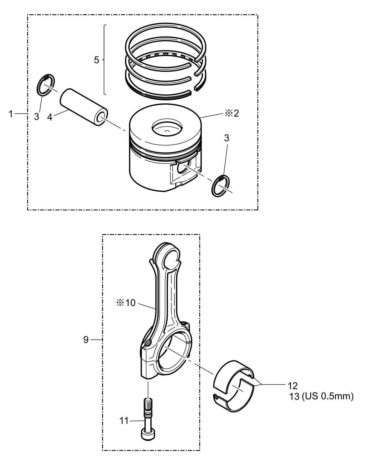 MVH408DZ HATZ 1B50 Engine Piston, Conrod, Cylinder Assembly Parts