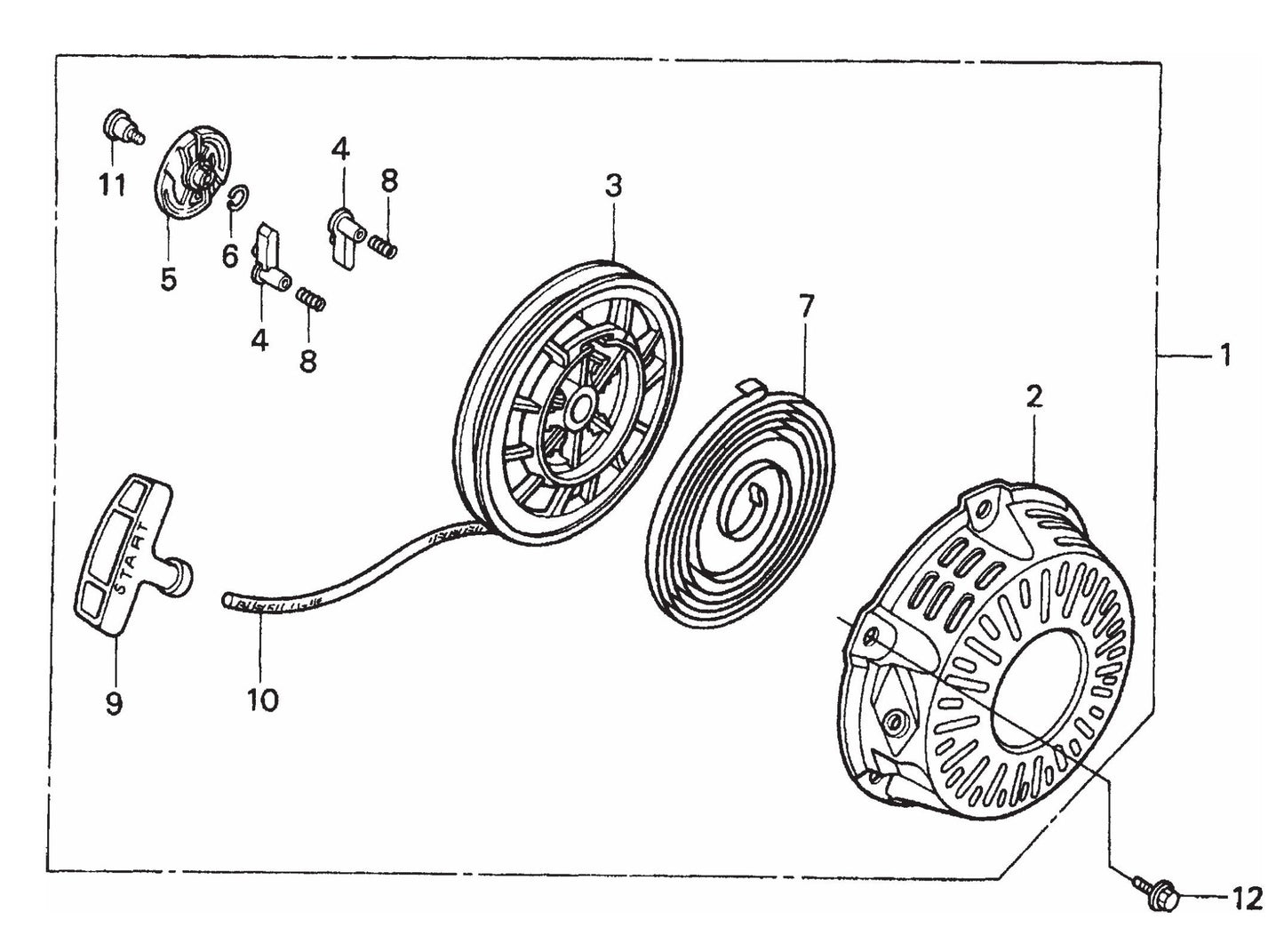 MVHR60H HONDA GX120K1SM12 Engine Recoil Starter Assembly Parts