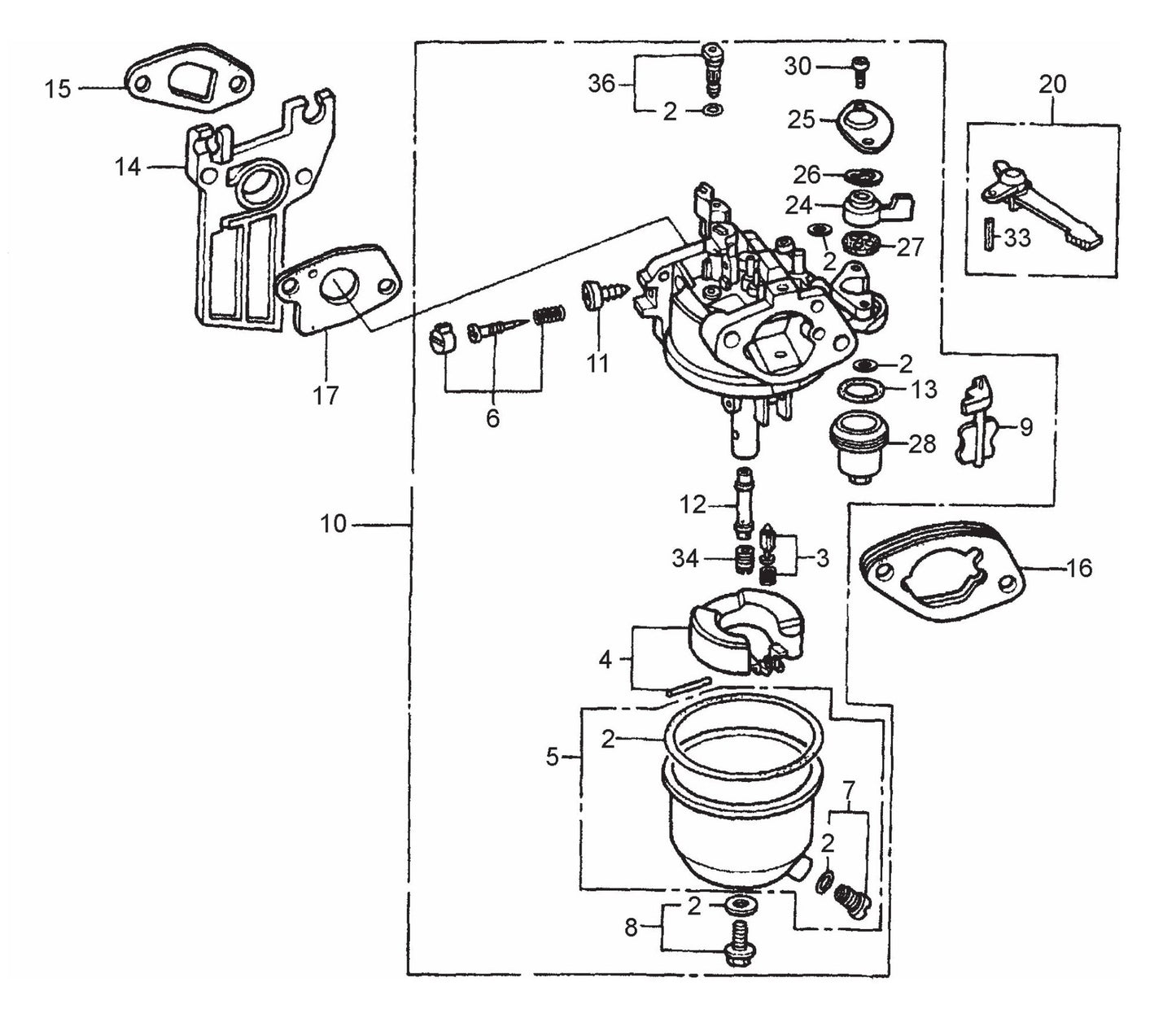 MVHR60H HONDA GX120K1SM12 Engine Carburetor Assembly Parts