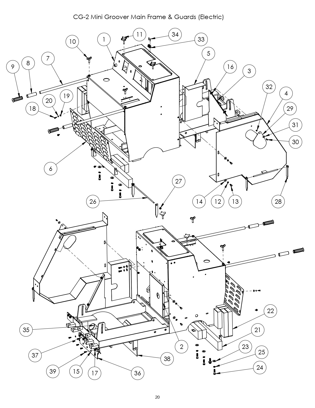 CG-2 (Electric) Mini Groover Main Frame & Guards