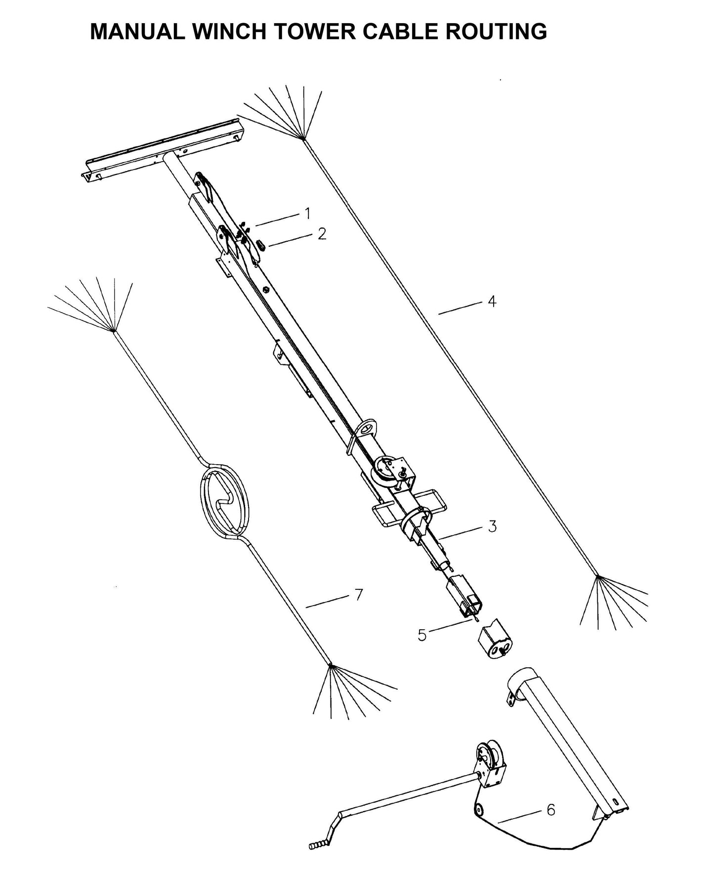 Maxi-Lite Laydown 6-8KW-Manual Winch Tower Cable Routing Parts By Allmand