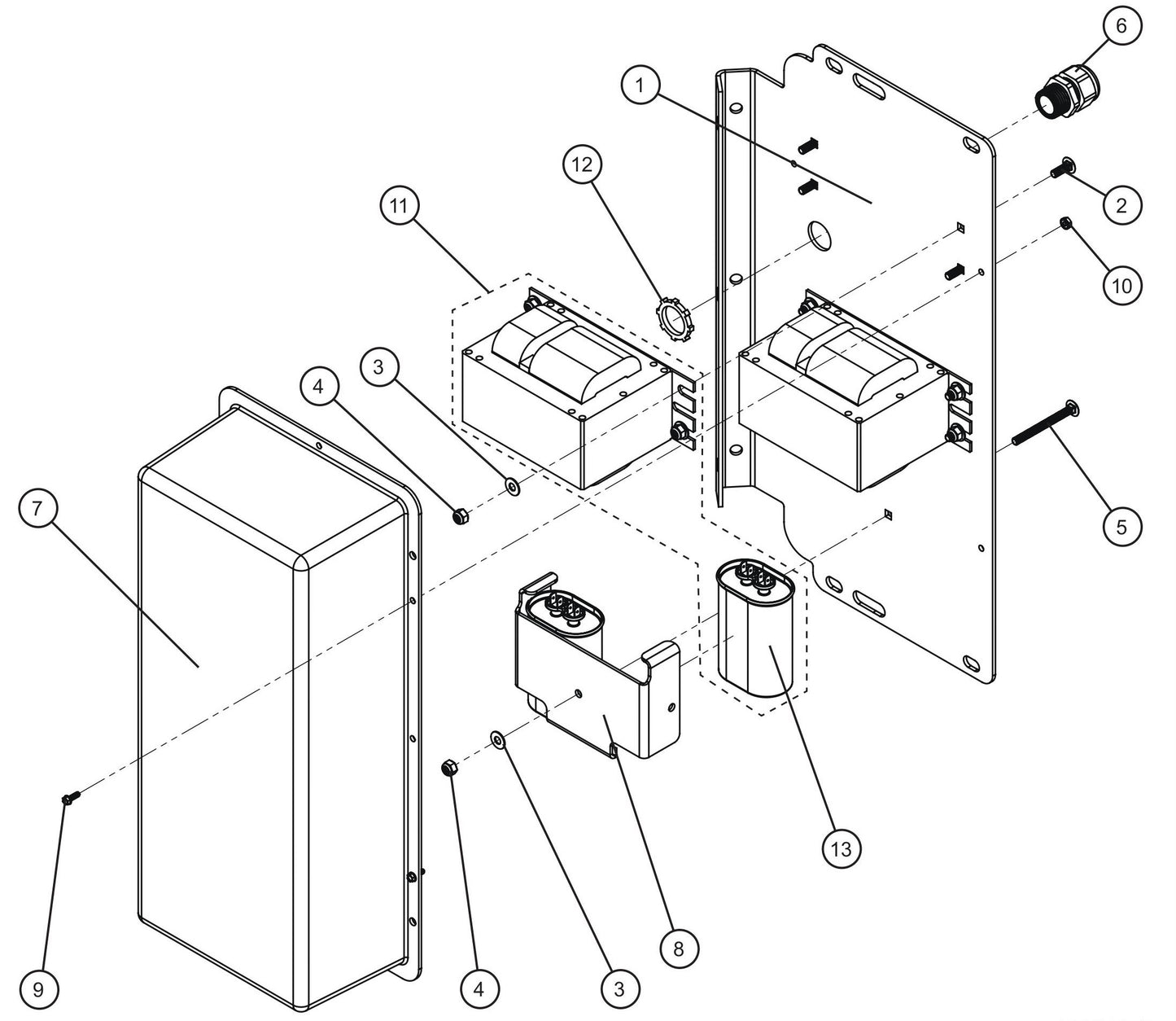 Maxi-Lite (SN 11-001672 to 11-999999) 1000W 50Hz 220V Ballast Box Assembly Parts by Allmand