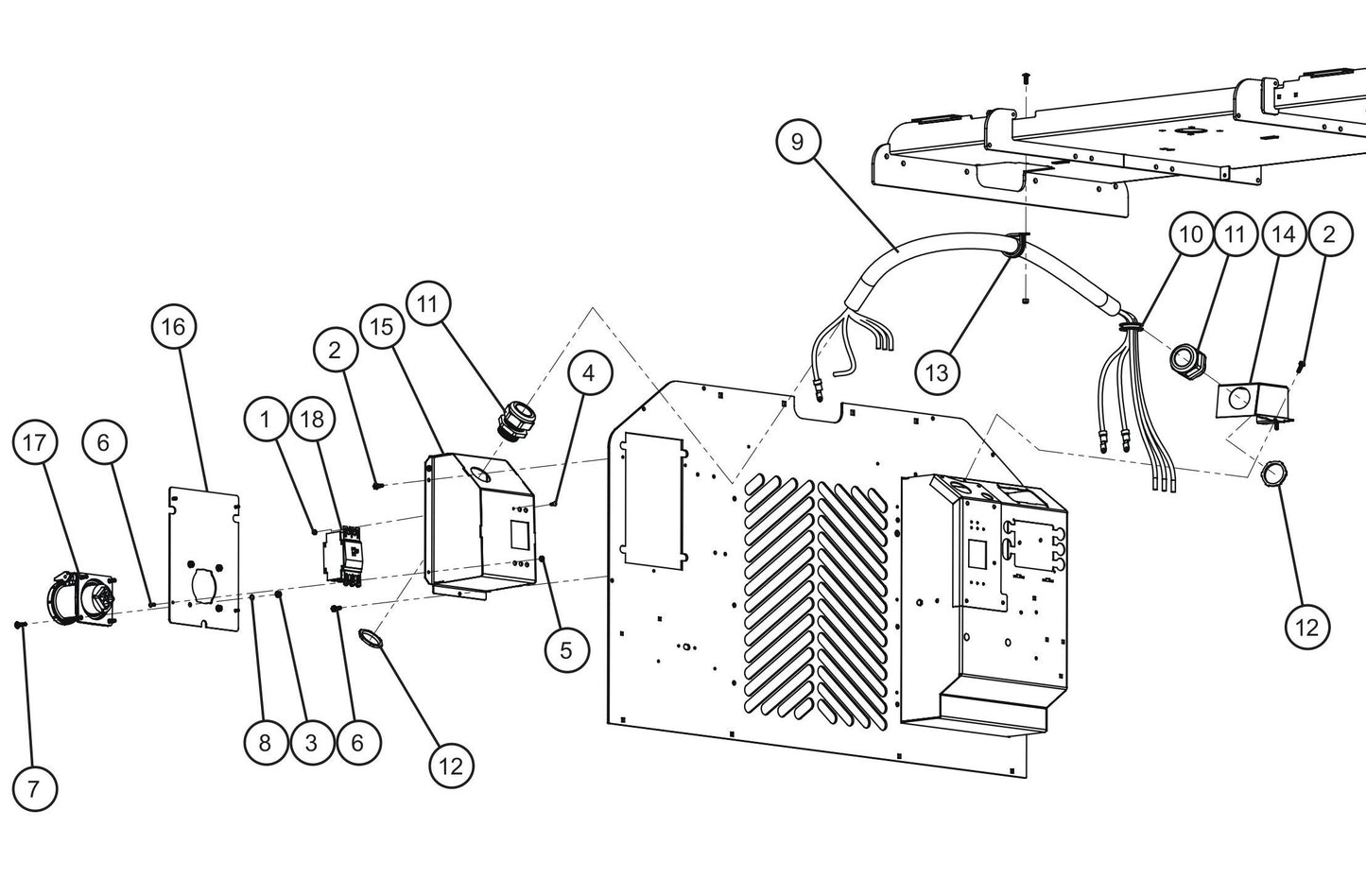 Maxi-Lite (SN 11-001672 to 11-999999) Auxiliary 208V 3PH Outlet Box Assembly Parts by Allmand