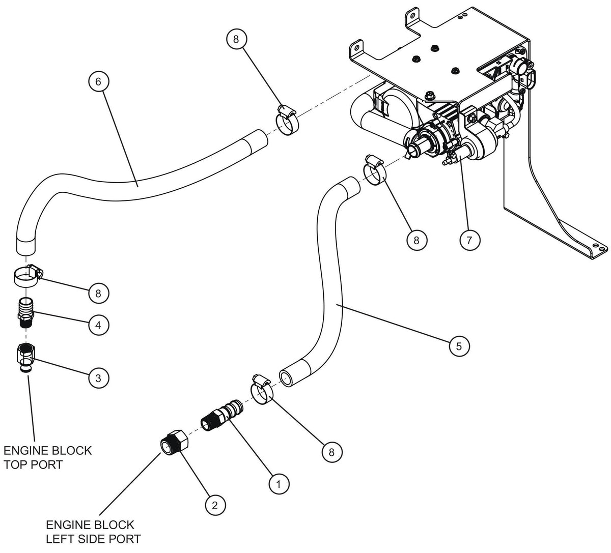 Maxi-Lite (SN 11-001672 to 11-999999) CAT C1.1 Webasto Thermo Top EVO Heater Lines Assembly Parts by Allmand