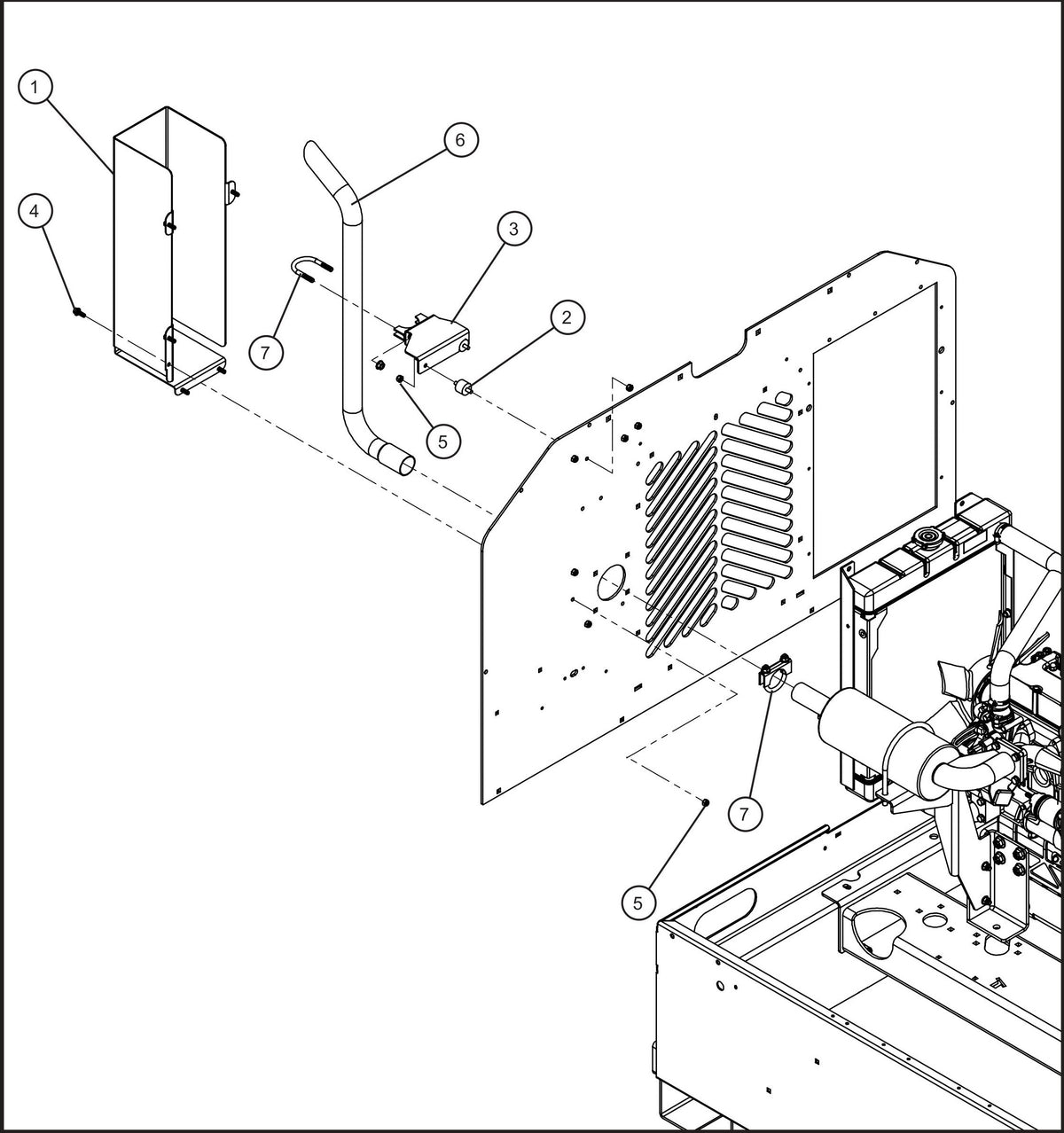 Maxi-Lite (SN 11-001672 to 11-999999) CAT C1.1 Vertical Exhaust Pipe Option Assembly Parts by Allmand