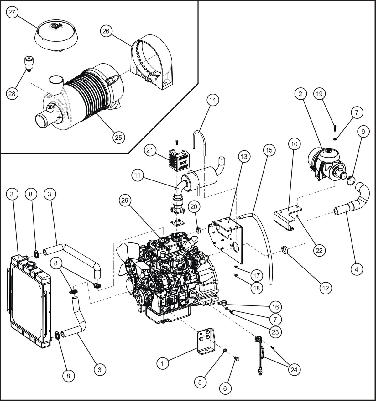 Maxi-Lite (SN 11-001672 to 11-999999) CAT C1.5 Turbo Engine Group (1 of 4) Assembly Parts by Allmand