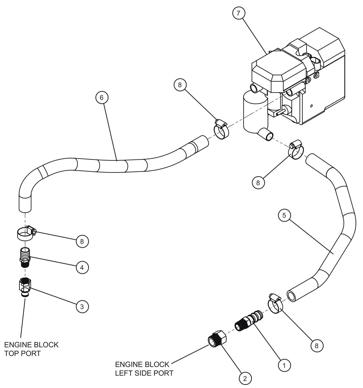 Maxi-Lite (SN 11-001672 to 11-999999) CAT C1.5 Turbo Webasto Thermo Top C Heater Lines Assembly Parts by Allmand