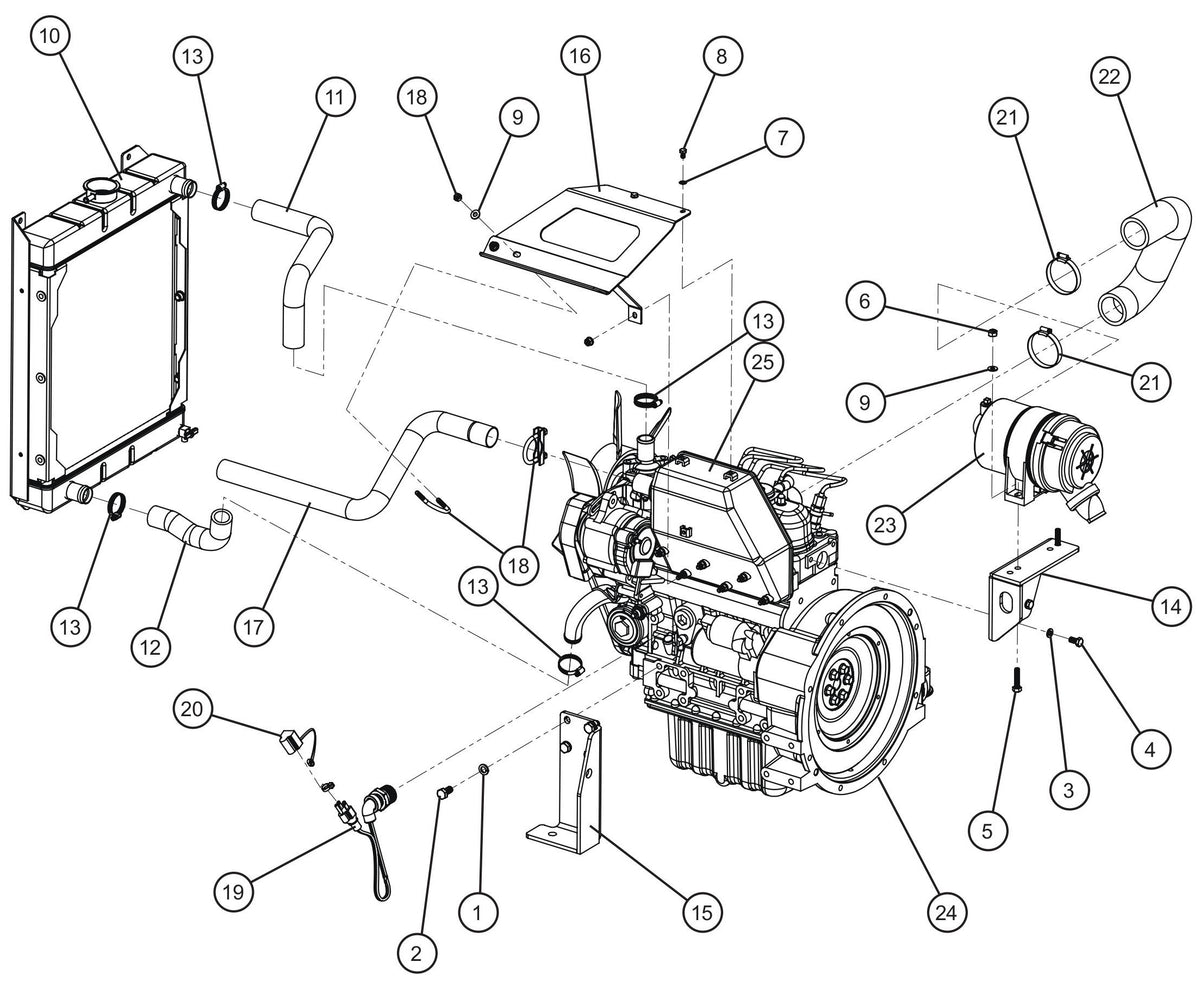 Maxi-Lite (SN 11-001672 to 11-999999) Kubota D1005/1105 Engine Group (1 of 5) Assembly Parts by Allmand