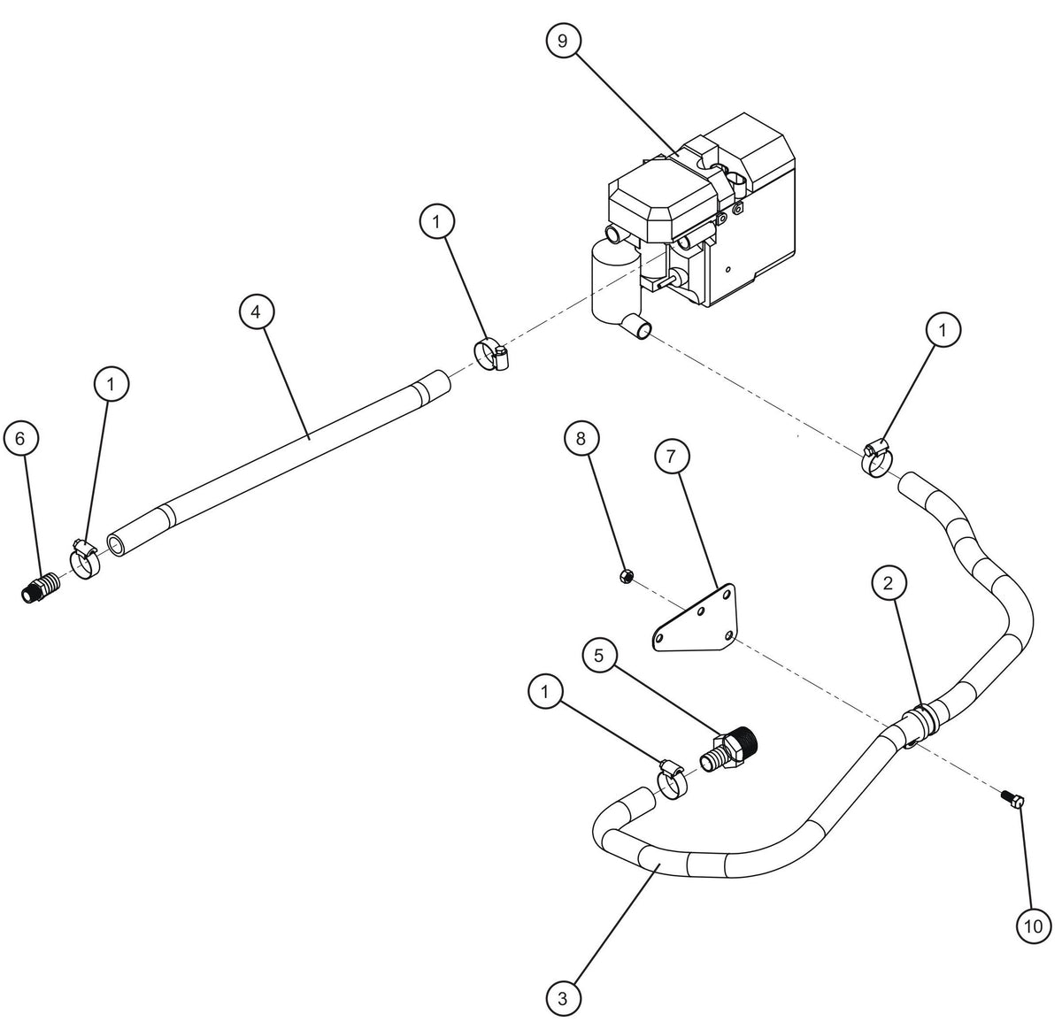 Maxi-Lite (SN 11-001672 to 11-999999) Kubota D1005/1105 Webasto Thermo Top C Heater Lines Assembly Parts by Allmand