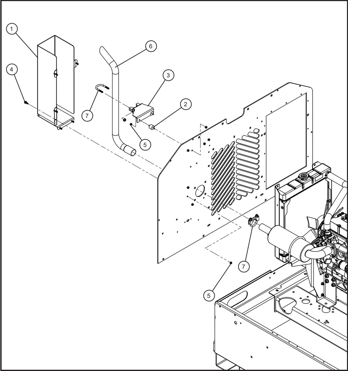 Maxi-Lite (SN 11-001672 to 11-999999) Kubota D1005/1105 Vertical Exhaust Pipe Option-I Assembly Parts by Allmand