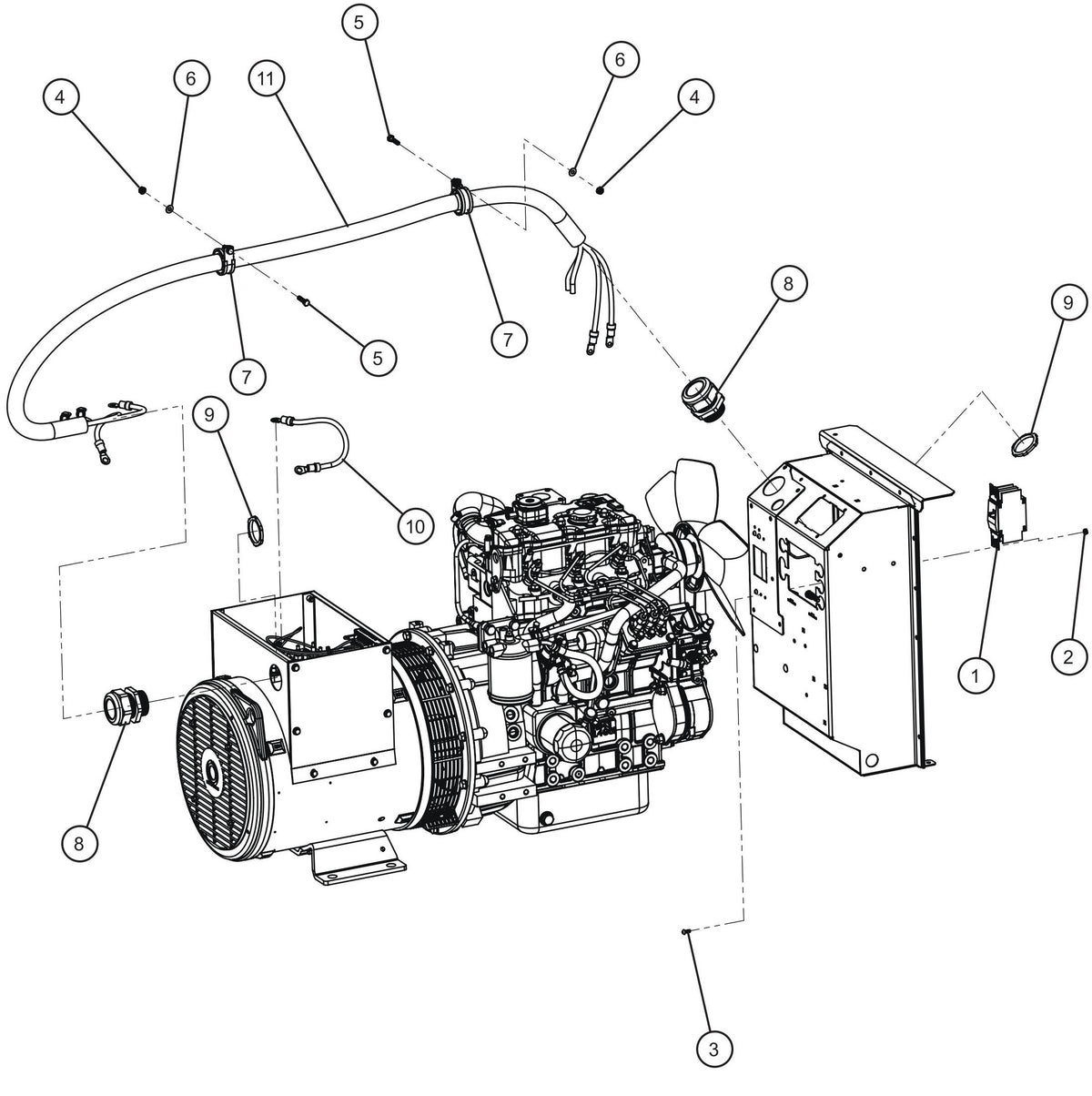 Maxi-Lite (SN 11-001672 to 11-999999) 15kW 1PH Marathon Generator Cord Install Group Assembly Parts by Allmand
