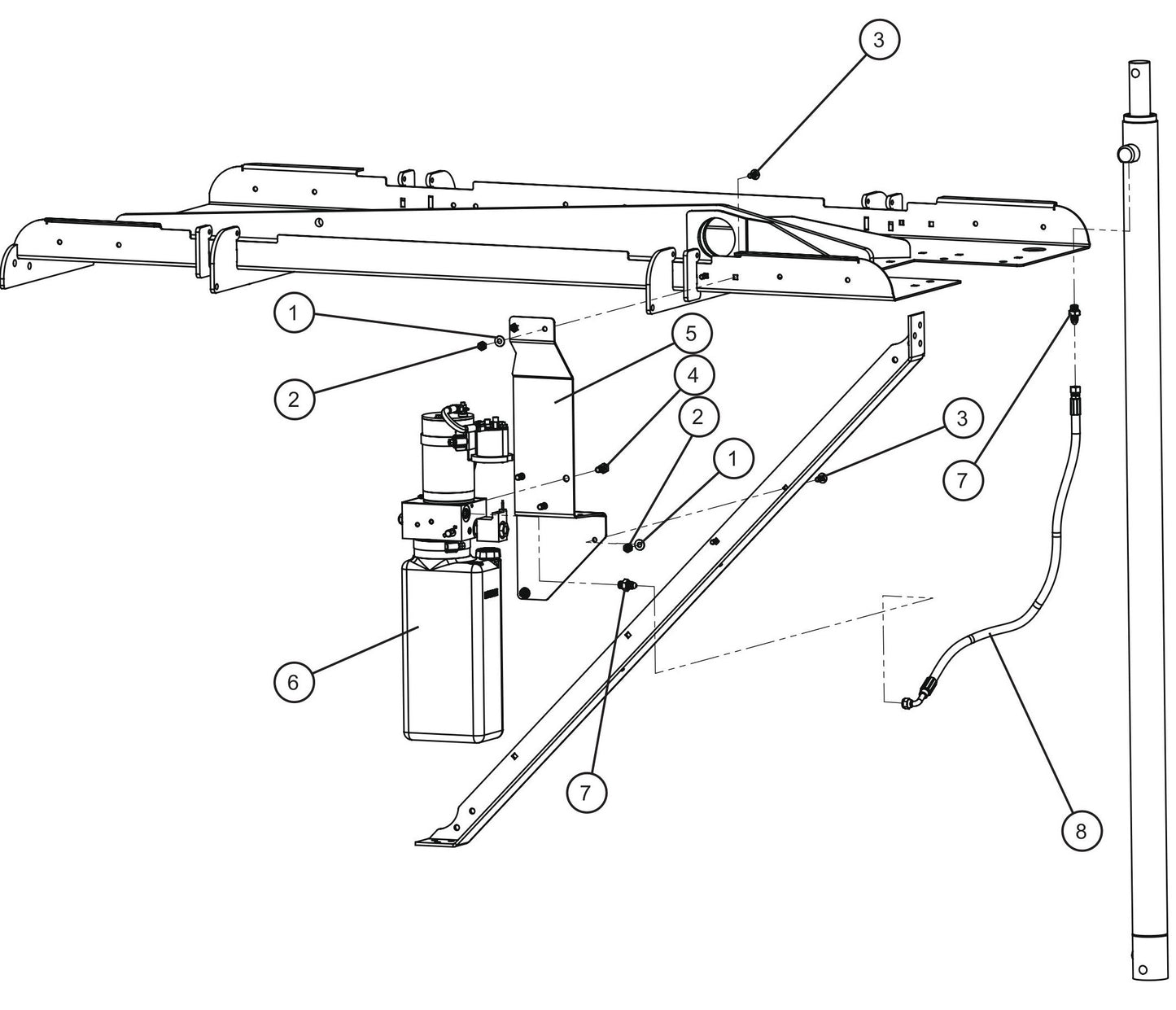 V-Series Maxi-Lite II Vertical Tower Hydraulic Pump w/Top Port Cylinder Assembly Parts By Allmand