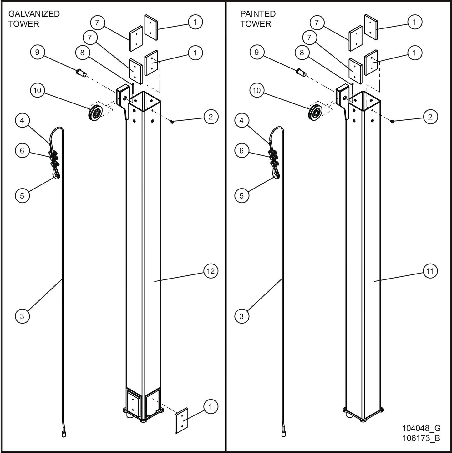 LD Series Maxi-Lite II-Vertical Tower Old Style (3 of 5) Assembly Parts By Allmand