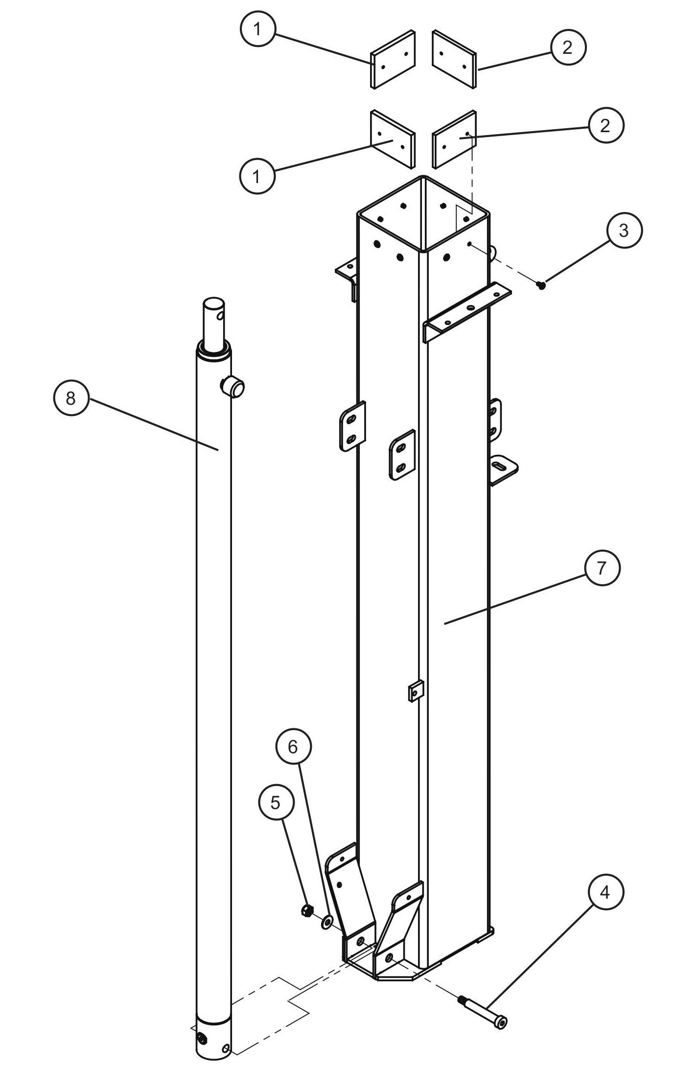 V-Series Maxi-Lite II Vertical Tower Parts New Style (1 of 5) Assembly Parts By Allmand