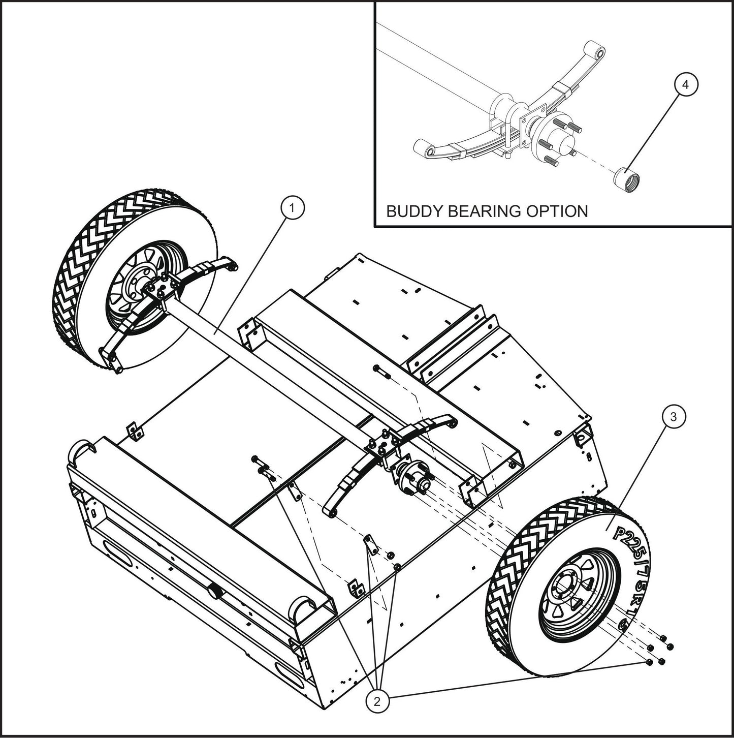 V-Series Maxi-Lite II Axle and Wheels Assembly Parts By Allmand
