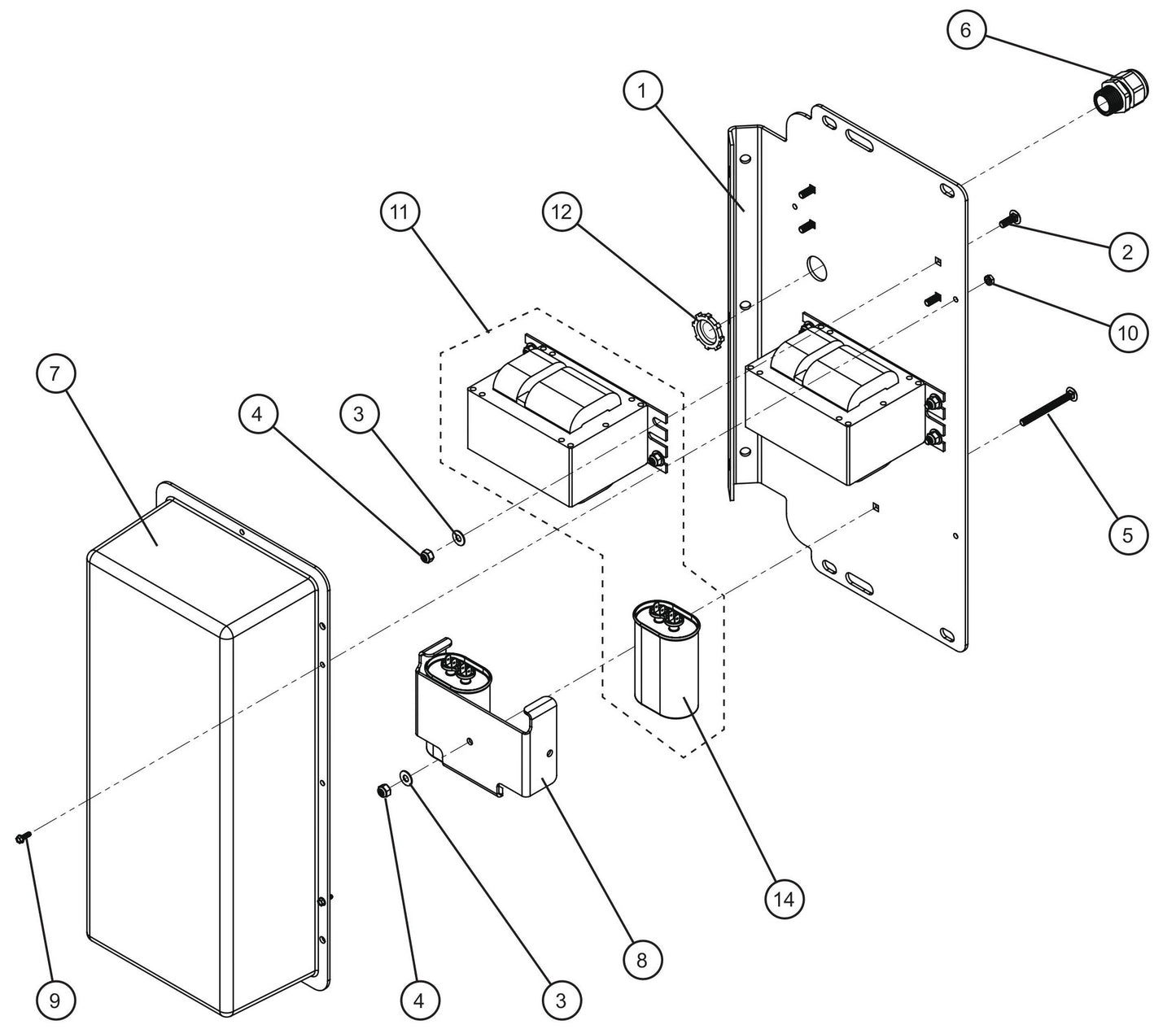 V-Series Maxi-Lite II 1000W 50Hz 120V Ballast Box Assembly Parts By Allmand