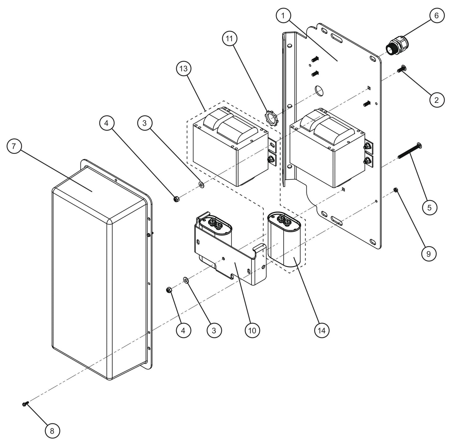 LD Series Maxi-Lite II-1250W 60Hz 240V Ballast Box Assembly Parts By Allmand