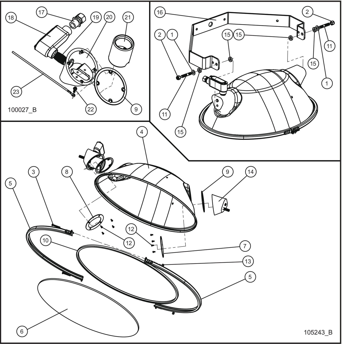LD Series Maxi-Lite II-Domestic SHO Light Group Assembly Parts By Allmand