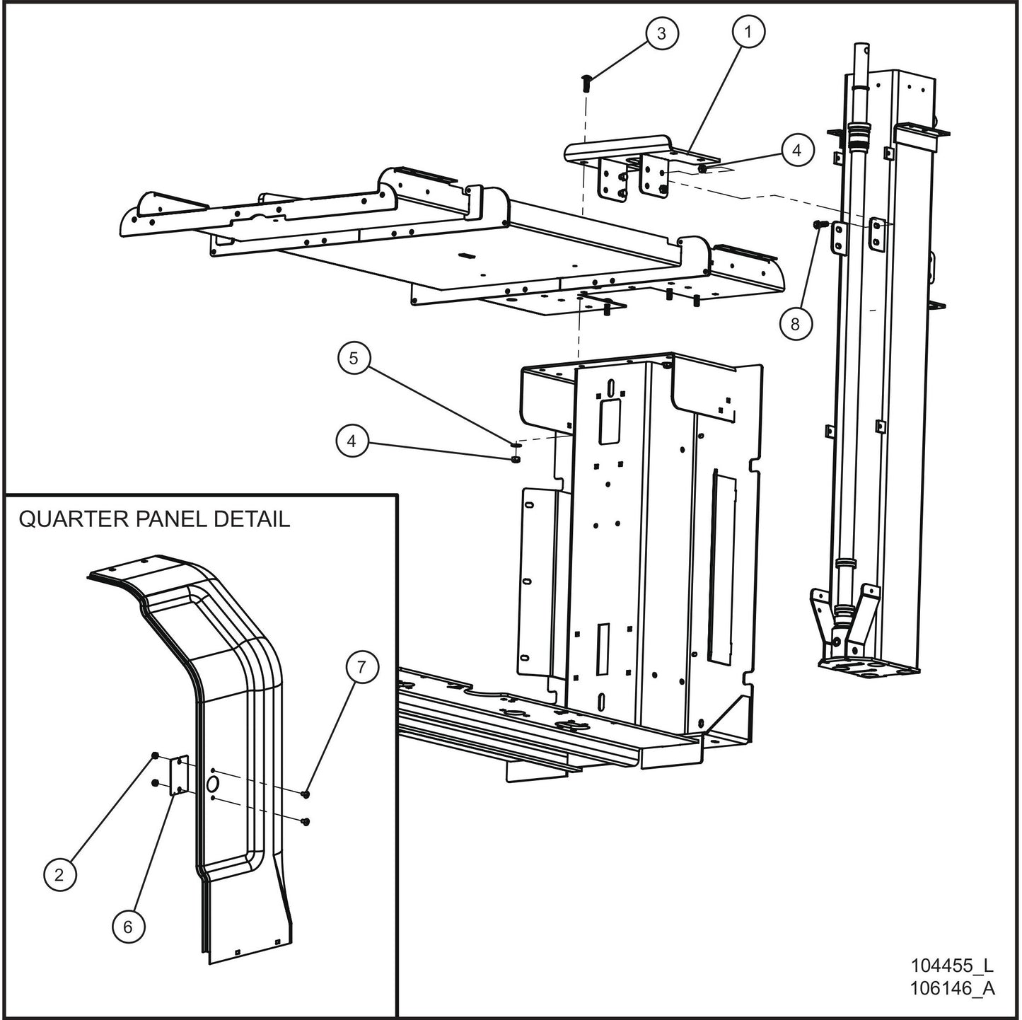 V-Series Maxi-Lite II Vertical Tower Trailer Components (2 of 2) Assembly Parts By Allmand