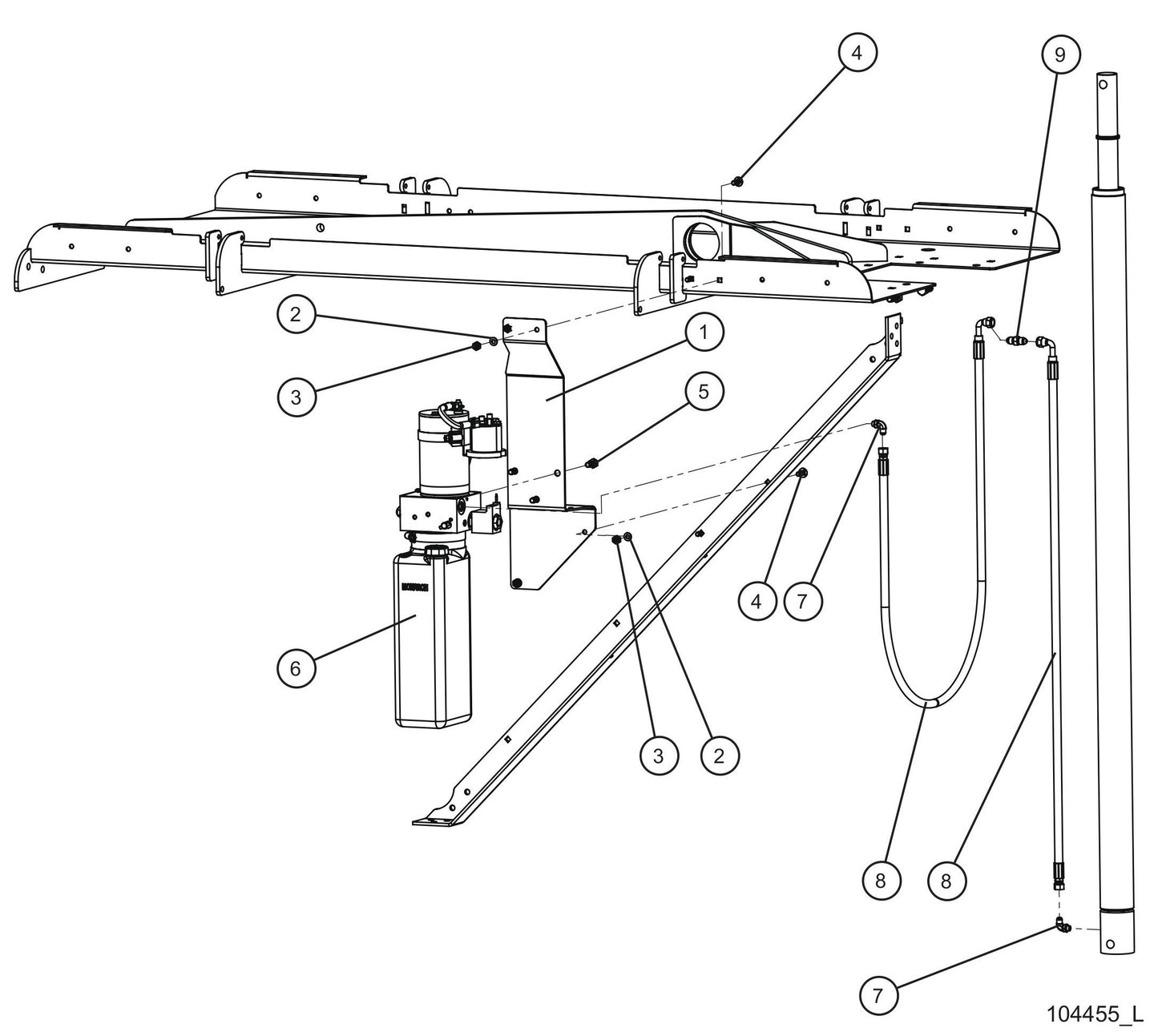 V-Series Maxi-Lite II Vertical Tower Hydraulic Pump w/Bottom Port Cylinder Assembly Parts By Allmand
